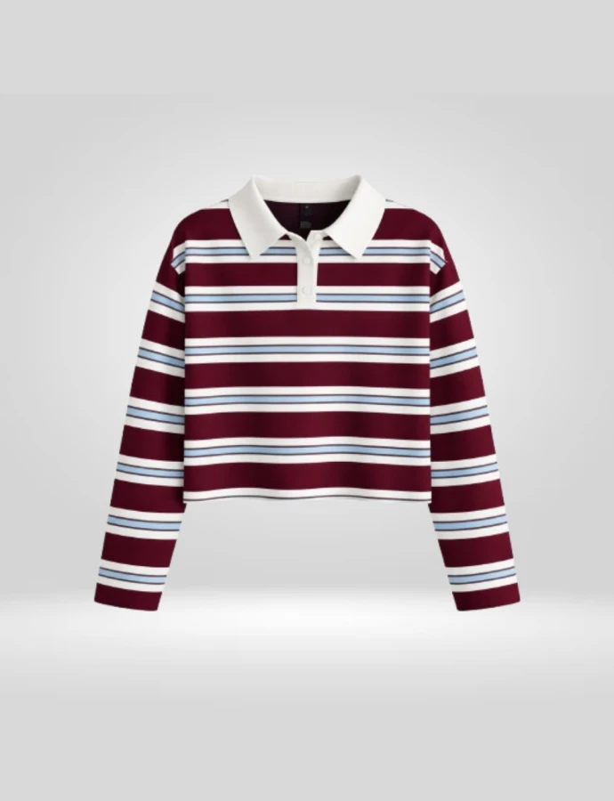 Remera Manga Larga Rayas Bordo