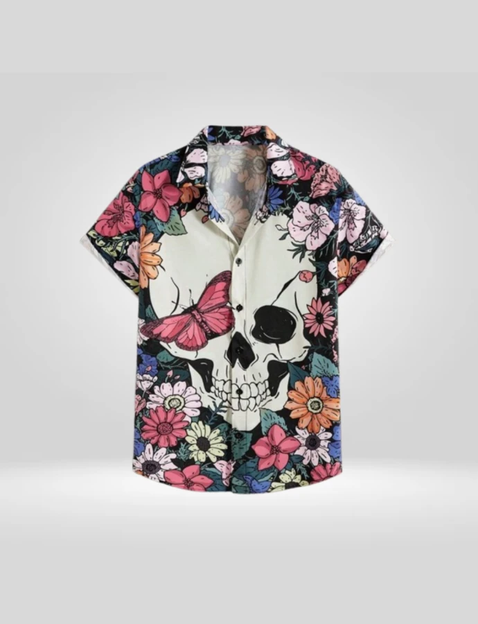 Camisa Estampada Floral Skull