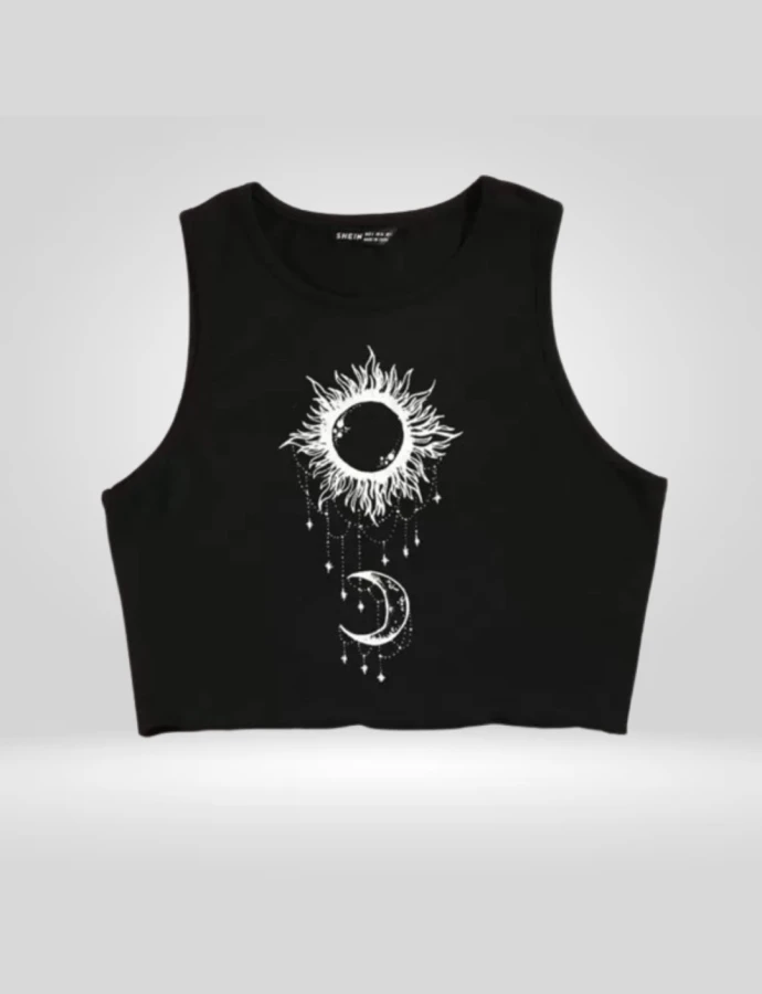 Remera Crop Estampa Eclipse